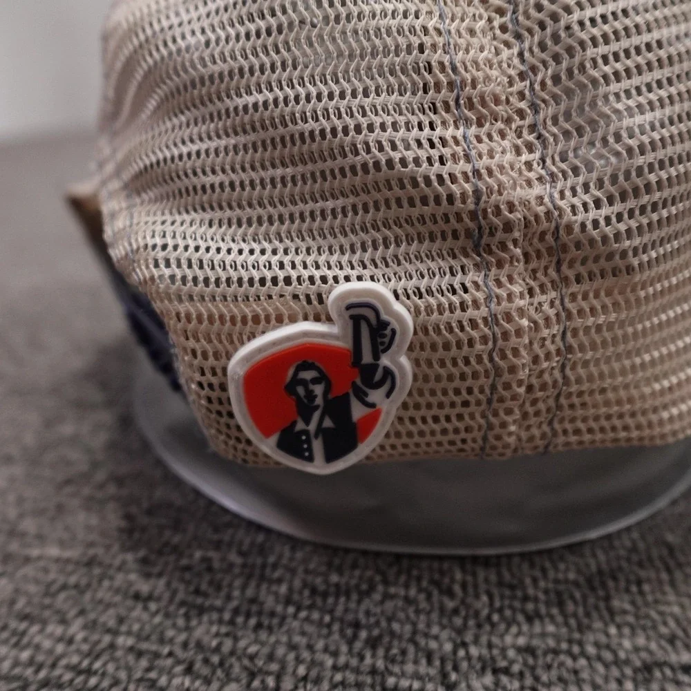 Samuel Adams Navy Tan Trucker Hat Mesh Snapback Cap Beer Logo Adult Adjustable